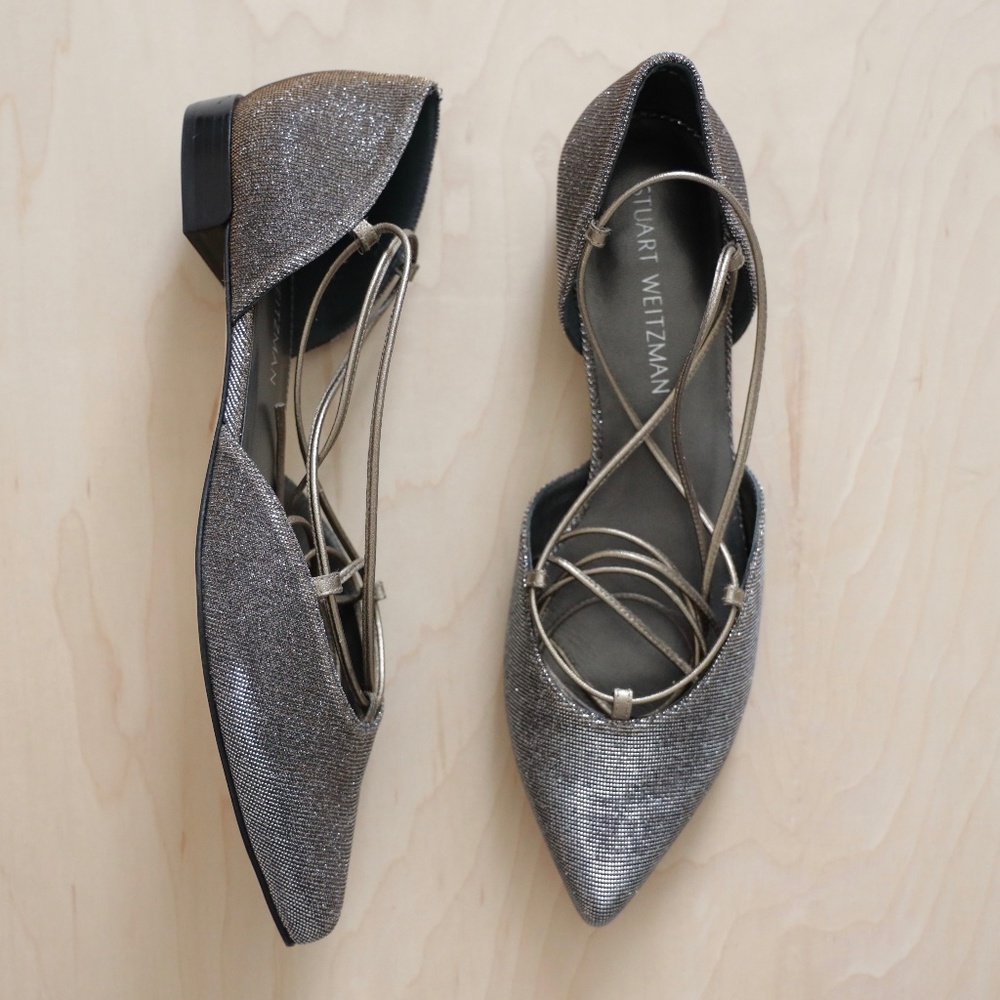 Stuart Weitzman Gilligan lace-up flats pyrite